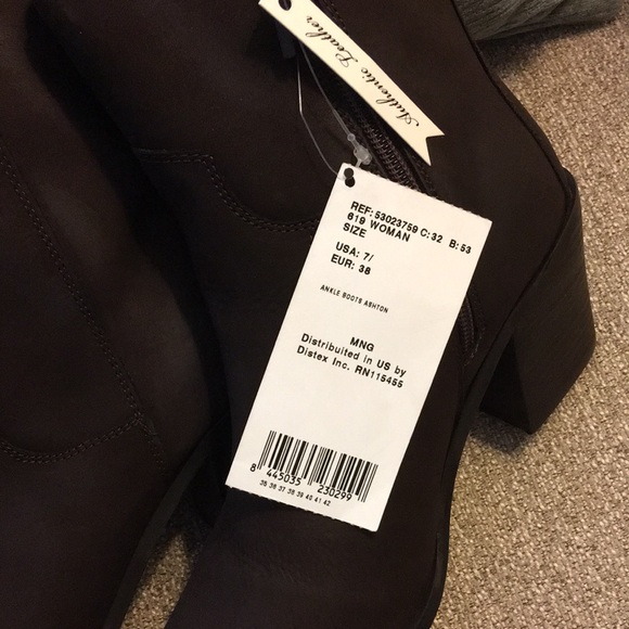 NWT Brand New MANGO cowboy boots coffee brown heel - Picture 2 of 6